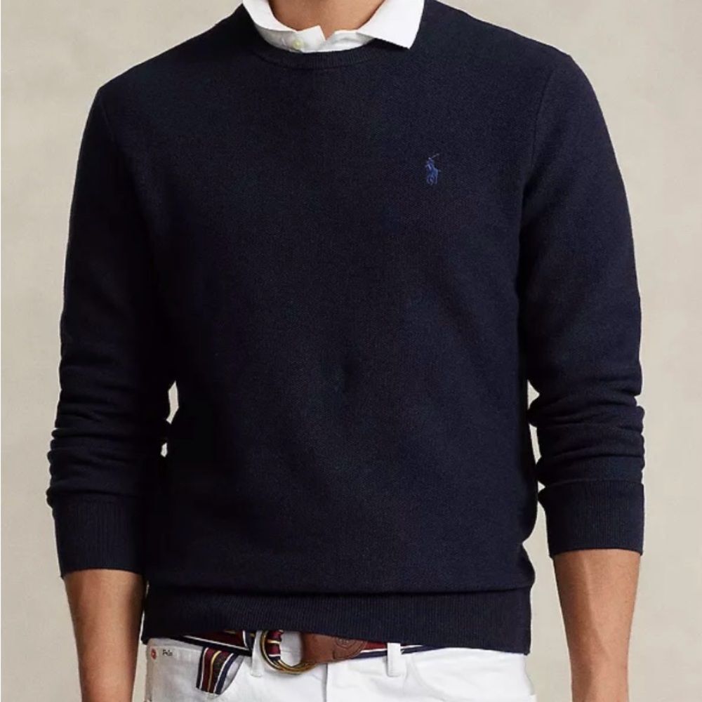 Ralph Lauren Men's Navy Crewneck Sweater with Polo Pony